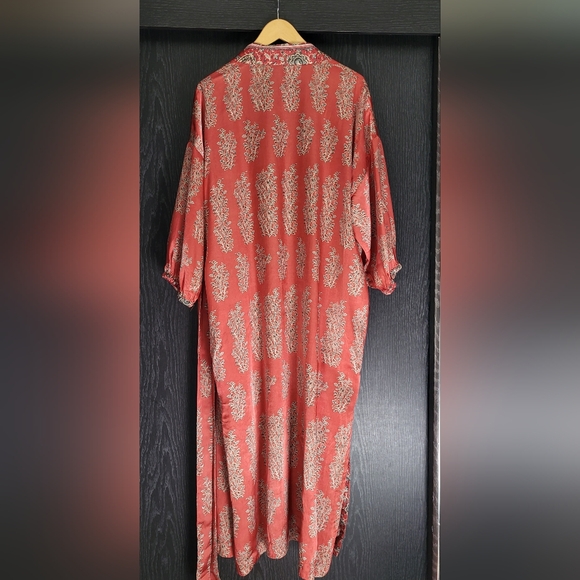 Zara Coral and Cream Kimono Robe - Picture 2 of 16